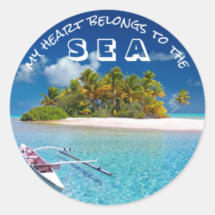 Sticker Rond Typographie de plage tropicale
