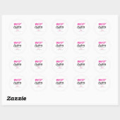 Sticker Rond Typographie de script Joyeux Noël rose noir (Feuille)
