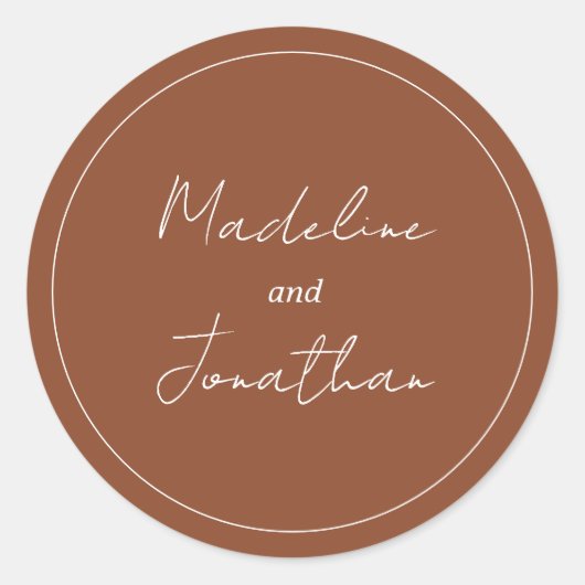 Sticker Rond Typographie de script manuscrite en terre cuite or (Devant)