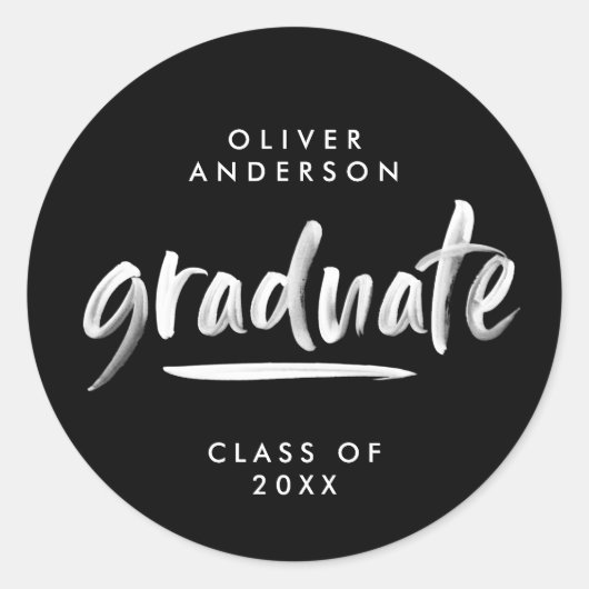 Sticker Rond Typographie de script moderne graduation noire (Devant)