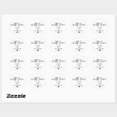 Sticker Rond Typographie de script simple | Avec amour mariage (Feuille)