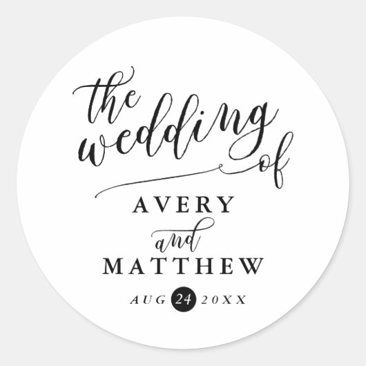 Sticker Rond Typographie de script simple | MARIAGE (Devant)