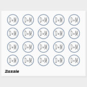 Sticker Rond Typographie des initiales dessinées à la main mari (Feuille)
