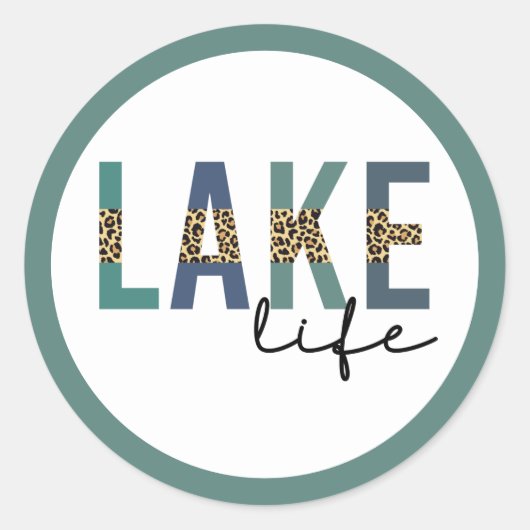 Sticker Rond Typographie d'impression de Lake Life Cheetah (Devant)