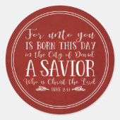 Sticker Rond Typographie du couplet de la Bible de Noël rustiqu (Devant)