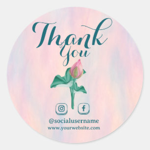 Sticker Rond Typographie du Lotus Opalescent Merci