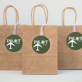 Sticker Rond Typographie du pilote et avion Militaire Green Cus