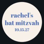 Sticker Rond Typographie en gras bleu ivoire Bat mitzvah person<br><div class="desc">Typographie en gras Bleu ivoire Cute Bat mitzvah classique rond Sticker</div>