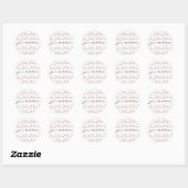 Sticker Rond typographie en or faux rose embrasse et embrasse x (Feuille)