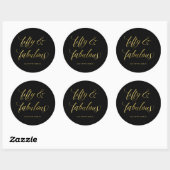 Sticker Rond Typographie Gold et Black Glam Cinquante et fabule (Feuille)