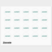 Sticker Rond Typographie Gras Style Militaire Minimal Texte (Feuille)