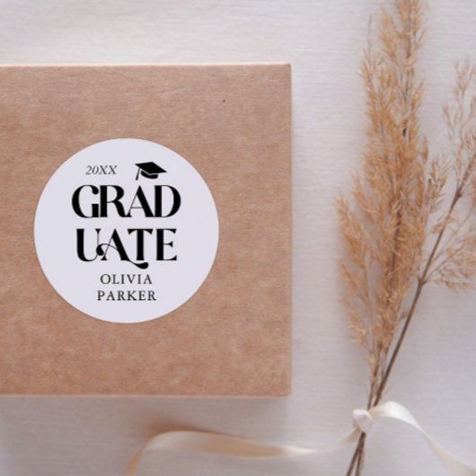 Sticker Rond Typographie grasse blanche