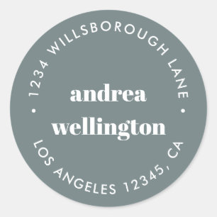 Sticker Rond Typographie gris minimaliste moderne Adresse de re
