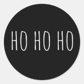 Sticker Rond Typographie Ho Ho Ho | Noël minimaliste noir (Devant)