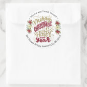 Sticker Rond Typographie Joyeux Noël Bonne Année Charm (Sac)