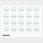 Sticker Rond Typographie Merci avec Parties scintillant Turquoi (Feuille)