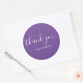 Sticker Rond Typographie Merci Plat violet classique (Enveloppe)