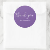 Sticker Rond Typographie Merci Plat violet classique (Sac)