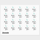Sticker Rond Typographie Merci simple avec / Giraffe Turquoise (Feuille)