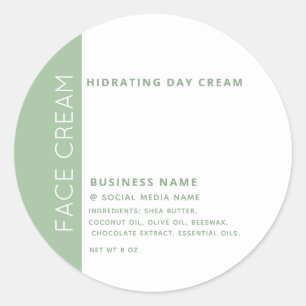 Sticker Rond Typographie minimaliste crème pour le visage verte