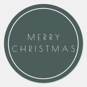 Sticker Rond Typographie minimaliste de Noël Joyeux Vert