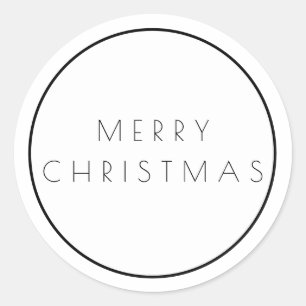 Sticker Rond Typographie minimaliste de Noël noir