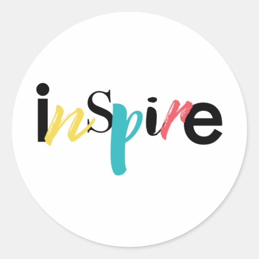 Sticker Rond Typographie moderne, créative et joyeuse d'Inspire (Devant)