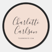 Sticker Rond Typographie Moderne De Luxe De Script Blush Pink L (Devant)