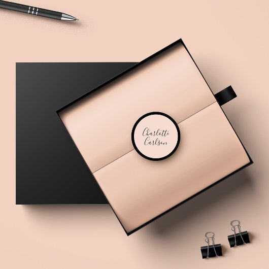 Sticker Rond Typographie moderne de luxe de script rose