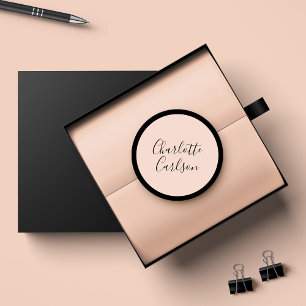 Sticker Rond Typographie moderne de luxe de script rose
