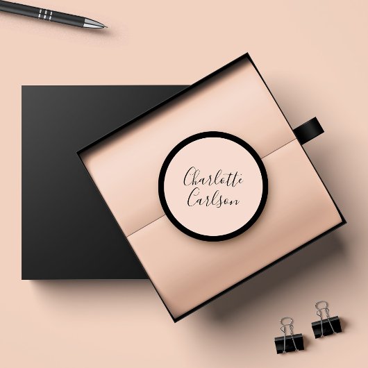 Sticker Rond Typographie moderne de luxe de script rose