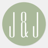 Sticker Rond Typographie moderne en gras Sage de monogramme (Devant)