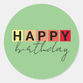 Sticker Rond Typographie moderne Fancy Script Joyeux Anniversai (Devant)