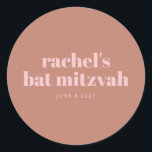 Sticker Rond Typographie moderne Gras Terracotta Bat mitzvah ro<br><div class="desc">Personnalisé Moderne Gras Typographie Terracotta Bat mitzvah Rose Classic Sticker Rond</div>