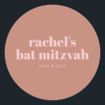 Sticker Rond Typographie moderne Gras Terracotta Bat mitzvah ro<br><div class="desc">Personnalisé Moderne Gras Typographie Terracotta Bat mitzvah Rose Classic Sticker Rond</div>