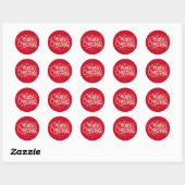 Sticker Rond Typographie Moderne Rouge Joyeux Noël (Feuille)