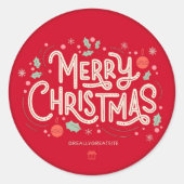 Sticker Rond Typographie Moderne Rouge Joyeux Noël (Devant)