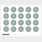 Sticker Rond Typographie moderne Sage Monogramme Enveloppe Phoq (Feuille)