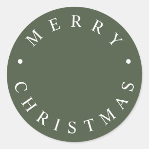 Sticker Rond Typographie moderne simple Joyeux Noël vert