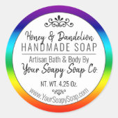 Sticker Rond Typographie moderne Soap artisanal Bordure arc-en- (Devant)
