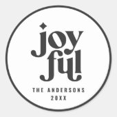 Sticker Rond Typographie monochrome moderne Noël (Devant)