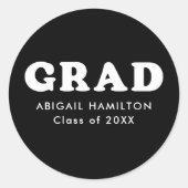 Sticker Rond Typographie noir et blanc (Devant)