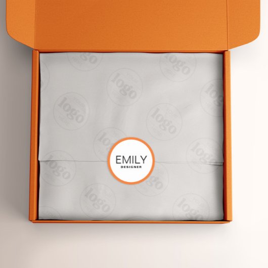 Sticker Rond Typographie noire moderne Bordure orange