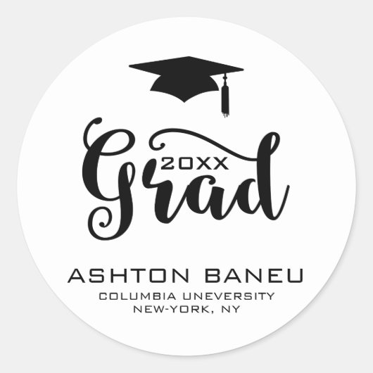 Sticker Rond Typographie Noire moderne - Graduation (Devant)