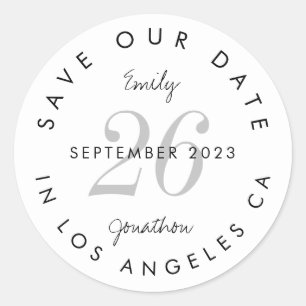 Sticker Rond Typographie Noire Moderne Sauvez La Date
