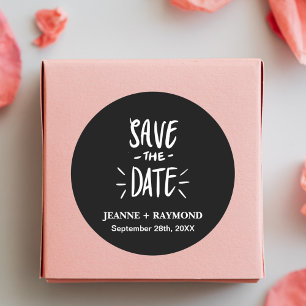 Sticker Rond Typographie noire pour faire-part de mariage perso