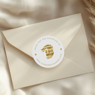 Sticker Rond Typographie personnalisée en or blanc