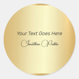Sticker Rond Typographie personnalisée Script Modèle Faux Gold
