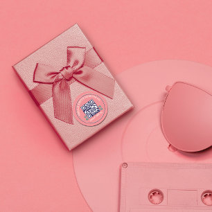 Sticker Rond Typographie rétro Entreprise Médias sociaux Code Q