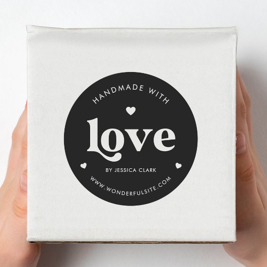 Sticker Rond Typographie rétro fait à la main avec coeur d'amou